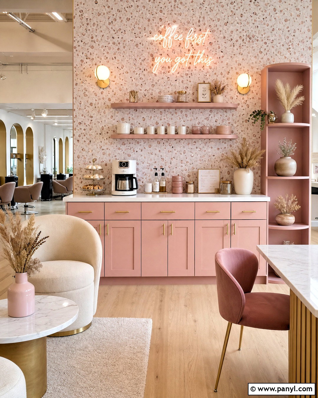 Pink Salon Coffee Bar - 20 salon coffee bar ideas