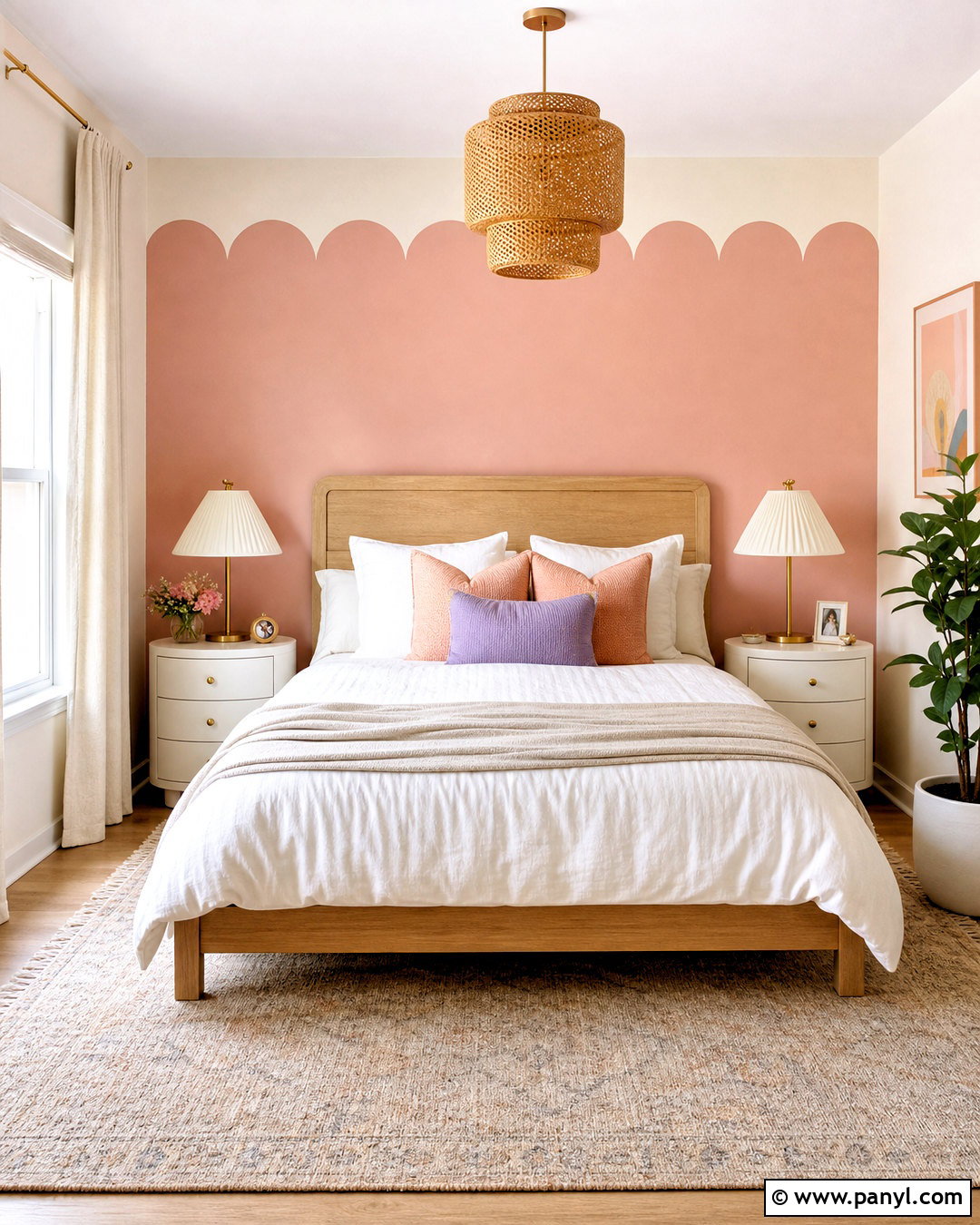 Pink Scallop Accent Wall - 20 cute accent wall ideas