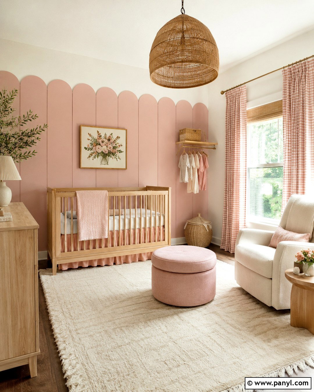 Pink Scalloped Accent Wall - 20 Baby Girl Nursery Pink Accent Wall Ideas