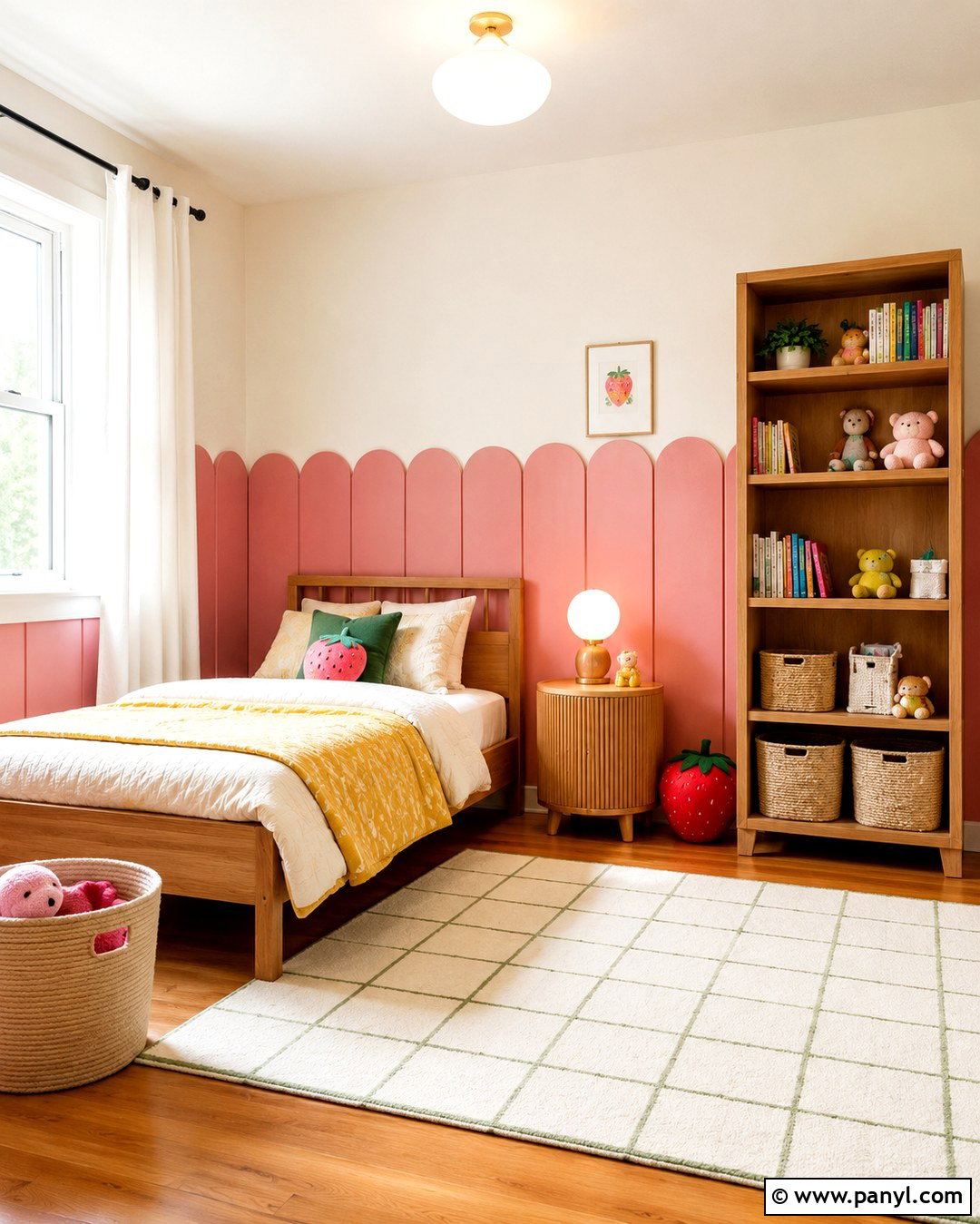 Pink Scalloped Panelled Bedroom Wall - 20 Pink Panelled Walls