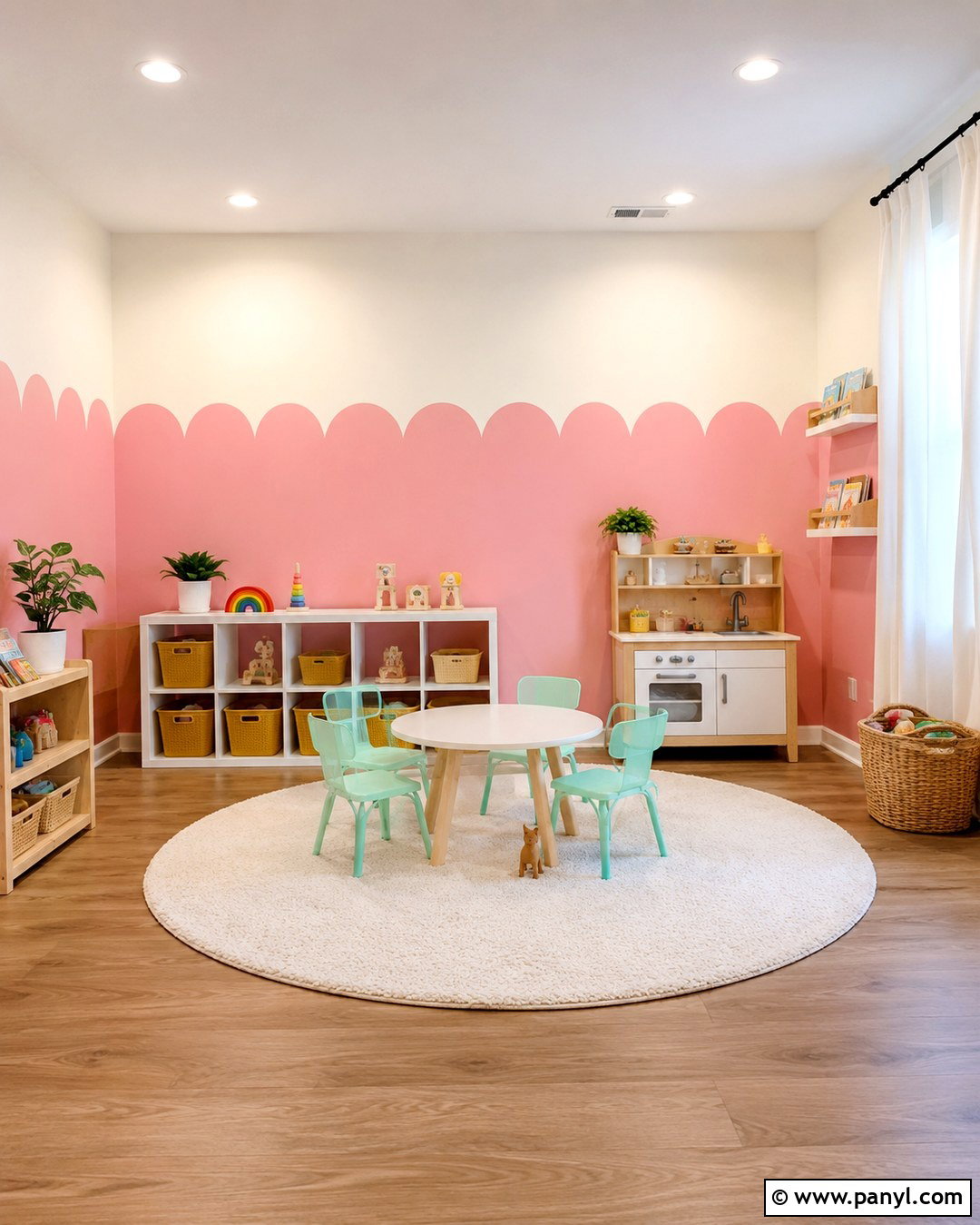 Pink Scalloped Playroom Wall - 20 Pink Playroom Walls