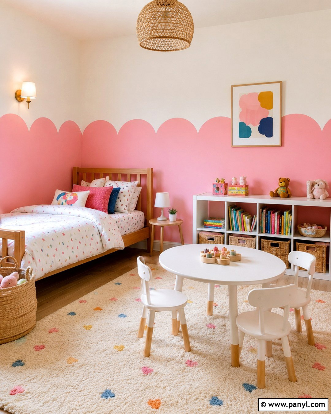 Pink Scalloped Wall Girls Room - 20 Pink Wall Colors For Girls Room Ideas