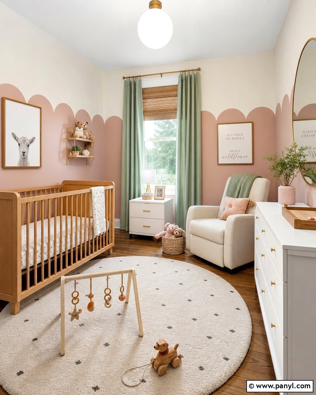 Pink Scalloped Wall Nursery - 25 Pink Walls Nursery Ideas