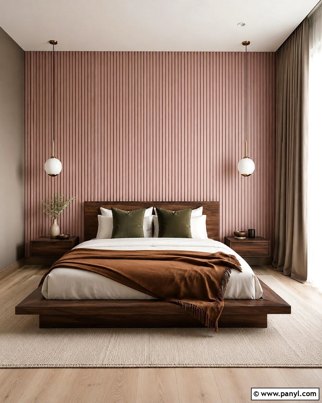 Pink Slatted Bedroom Wall - 20 Pink Panelled Walls