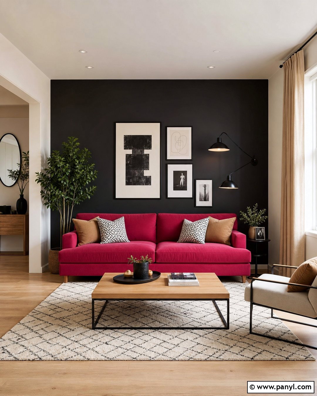 Pink Sofa With Black Accent Wall - 25 Pink Sofa Wall Colour Ideas