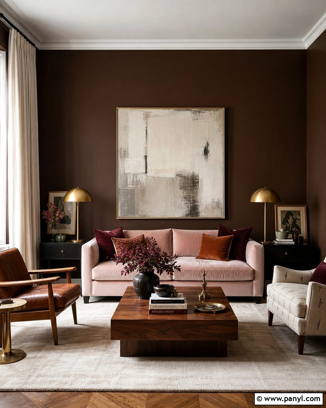 Pink Sofa With Chocolate Brown Walls - 25 Pink Sofa Wall Colour Ideas