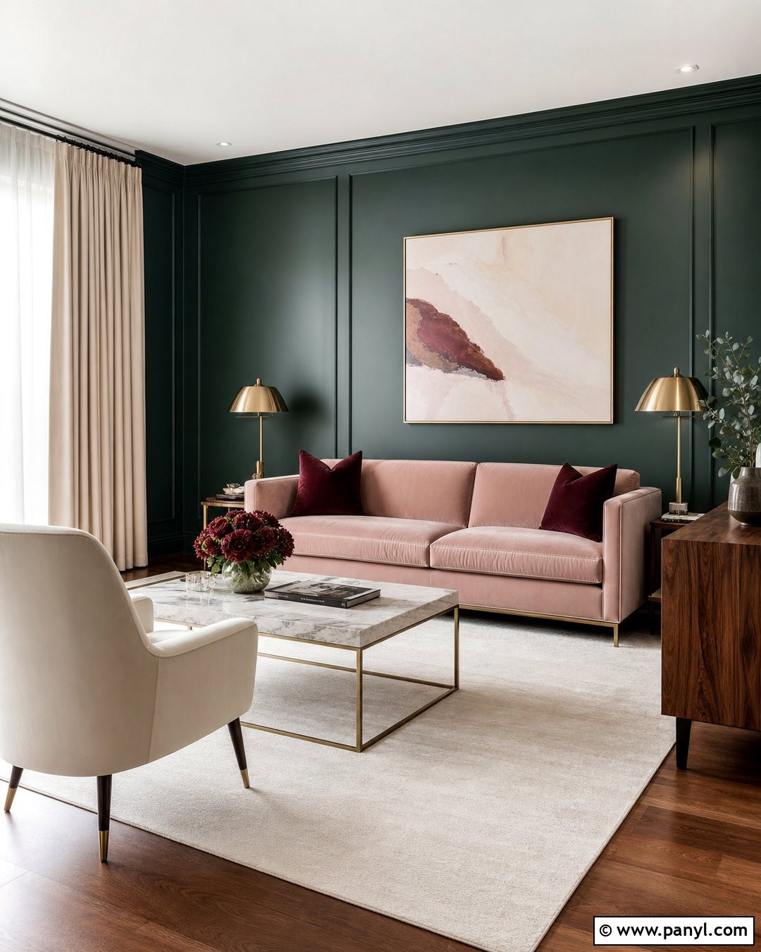 Pink Sofa With Forest Green Walls - 25 Pink Sofa Wall Colour Ideas