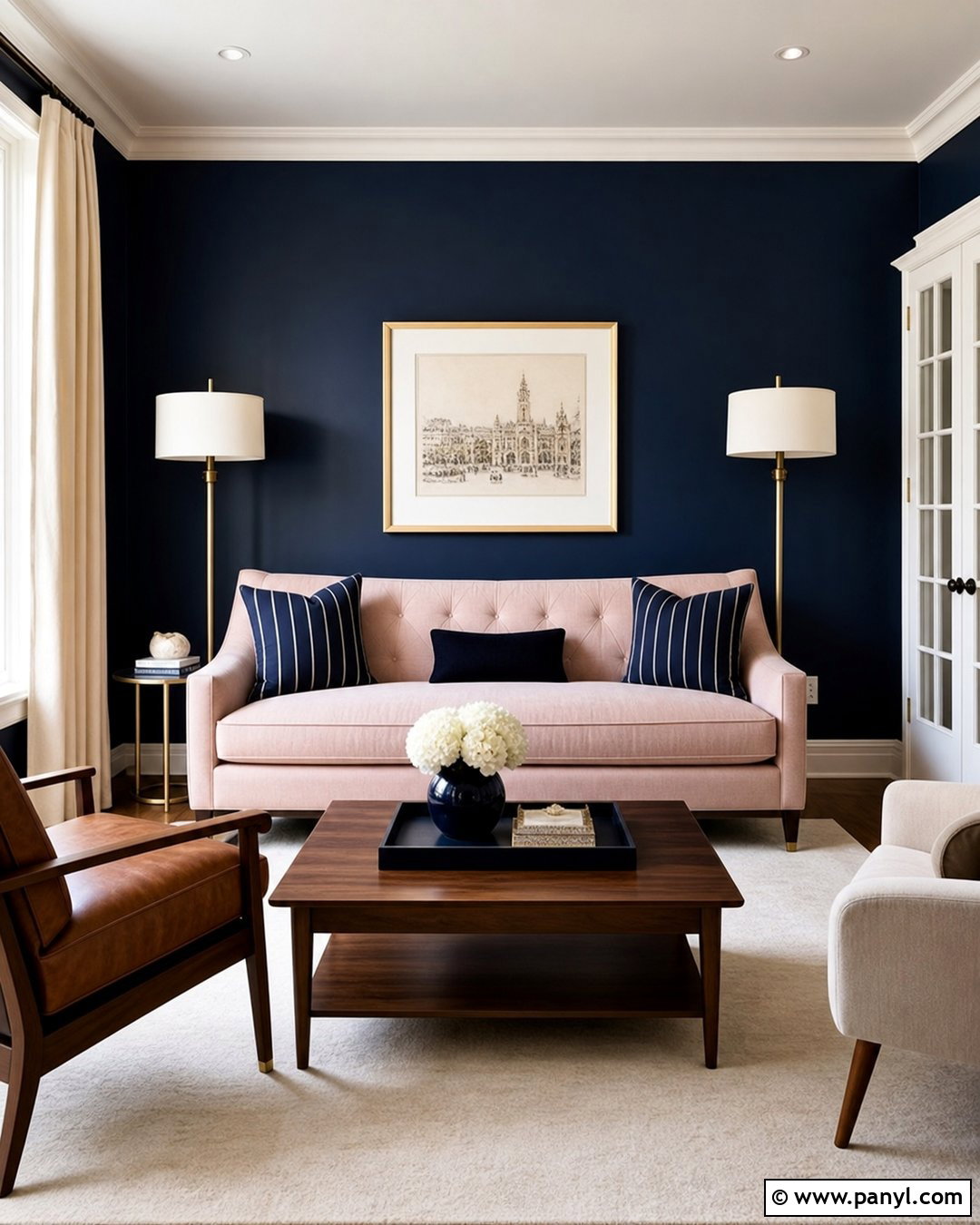 Pink Sofa With Navy Blue Walls - 25 Pink Sofa Wall Colour Ideas