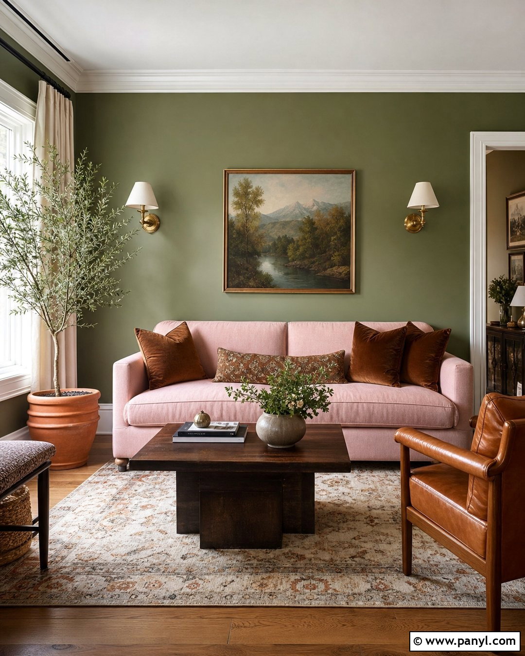 Pink Sofa With Olive Green Walls - 25 Pink Sofa Wall Colour Ideas