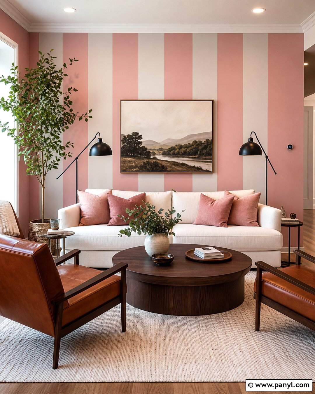 Pink Stripe Accent Wall Living Room - 30 pink stripe wall ideas