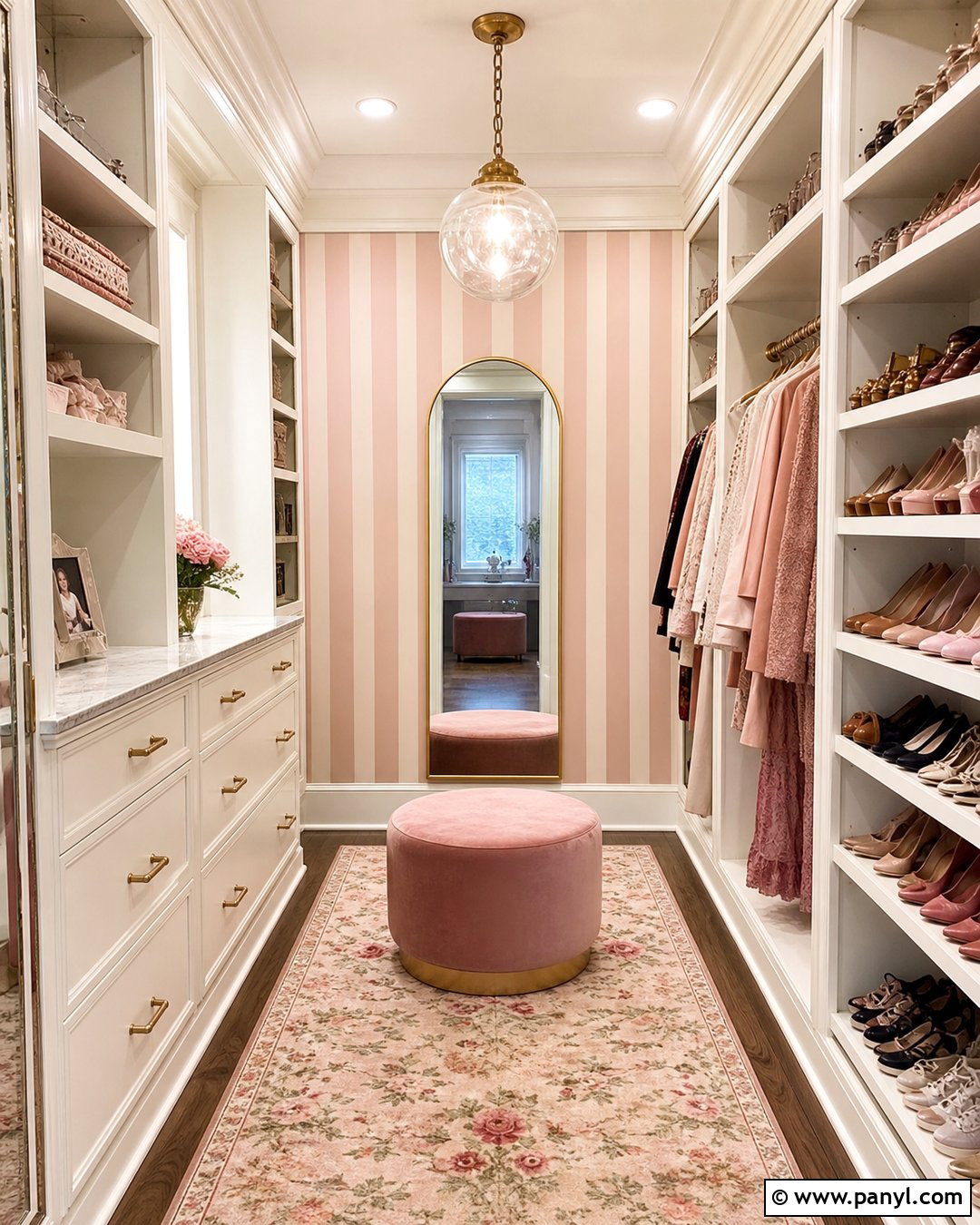 Pink Stripe Closet Dressing Room - 30 pink stripe wall ideas
