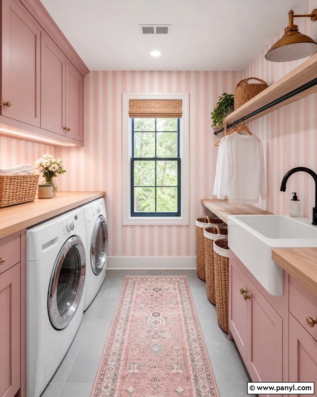 Pink Stripe Laundry Room - 30 pink stripe wall ideas