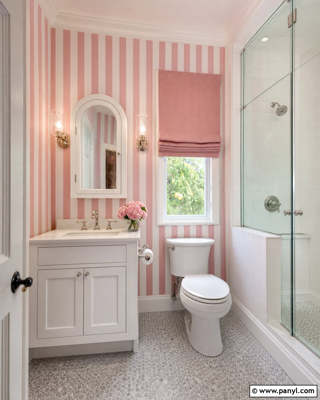 Pink Stripe Wallpaper Bathroom - 25 Pink Wallpaper Bathroom Ideas