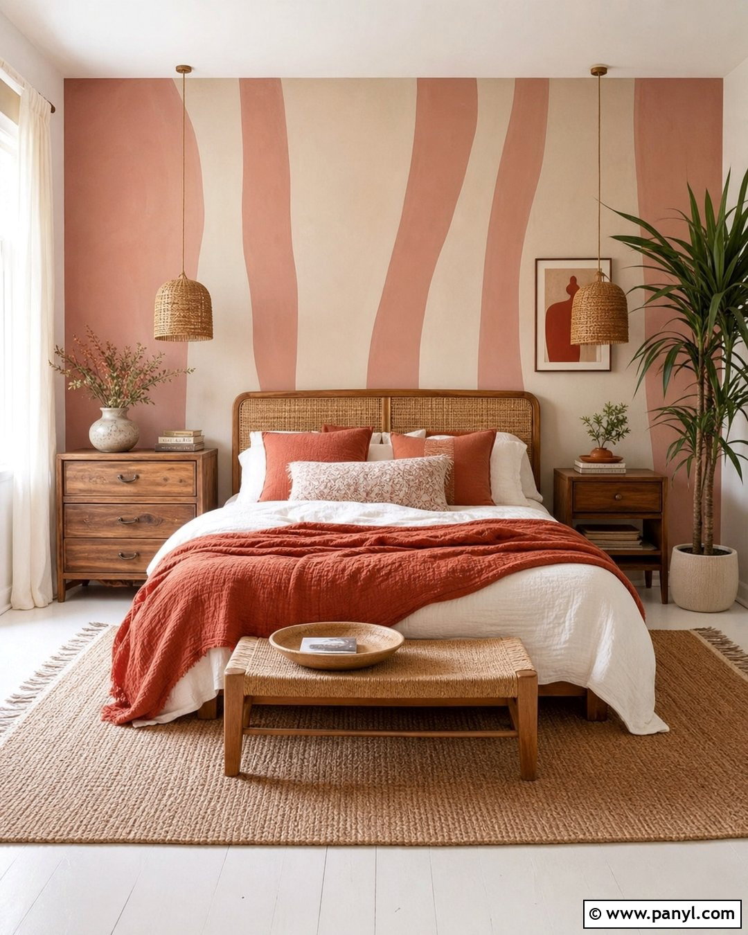 Pink Striped Boho Bedroom Walls - 30 Pink Striped Walls