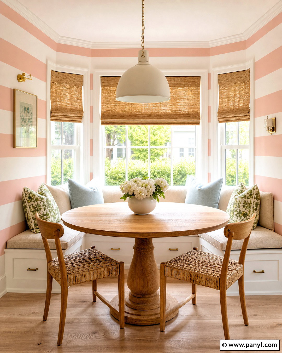 Pink Striped Breakfast Nook - 20 pink striped background ideas