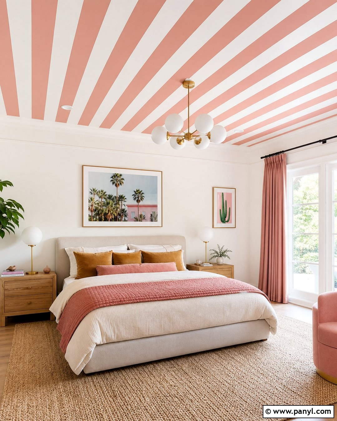 Pink Striped Ceiling And White Walls - 30 Pink Striped Walls