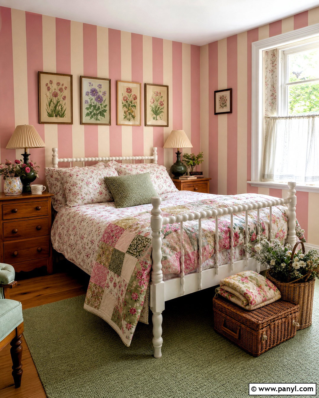 Pink Striped Cottage Bedroom - 20 pink striped background ideas