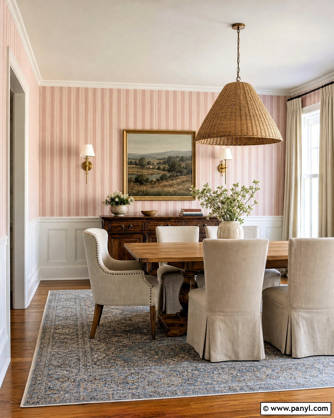 Pink Striped Dining Room Wall - 20 pink striped background ideas