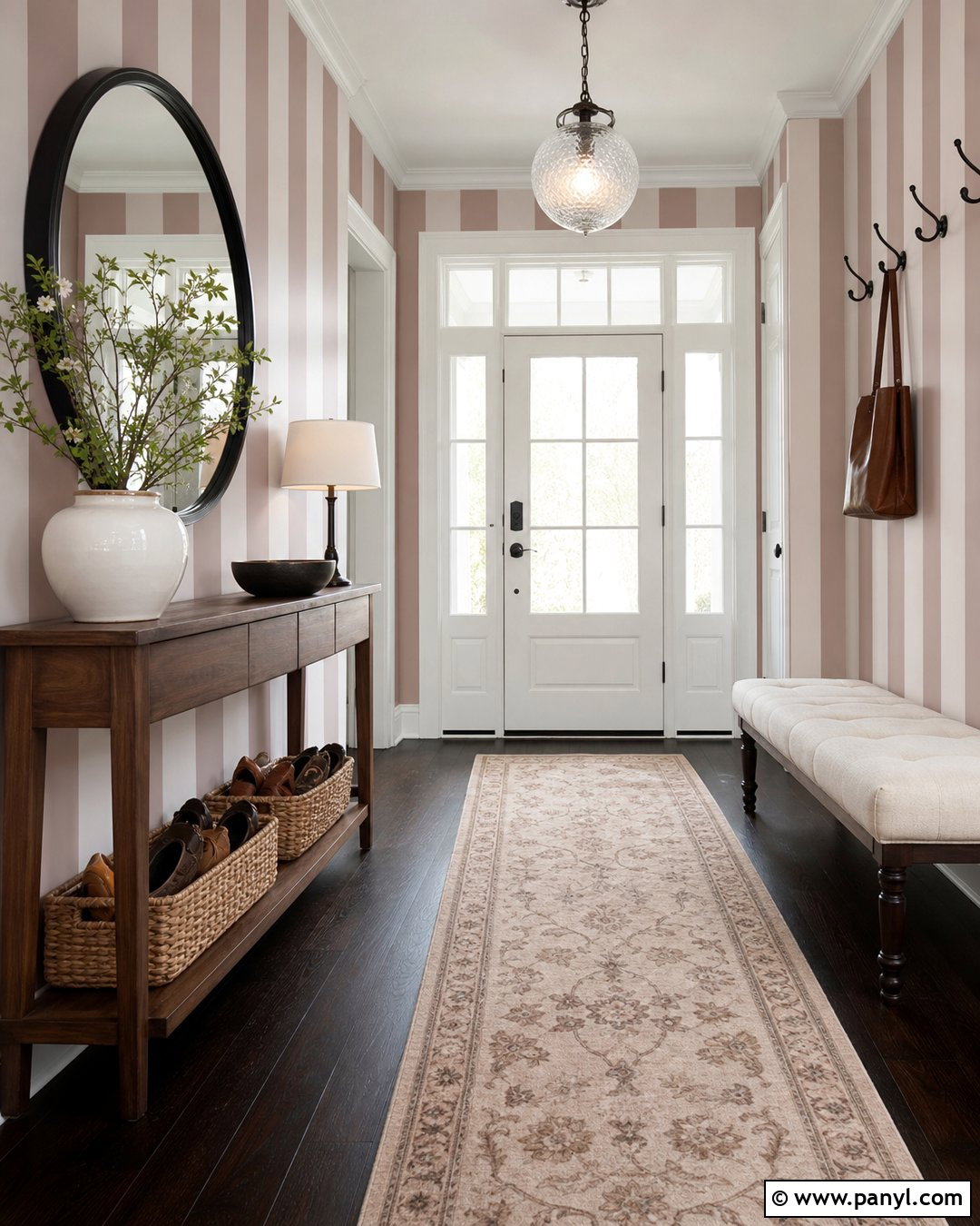 Pink Striped Entryway Walls - 30 Pink Striped Walls