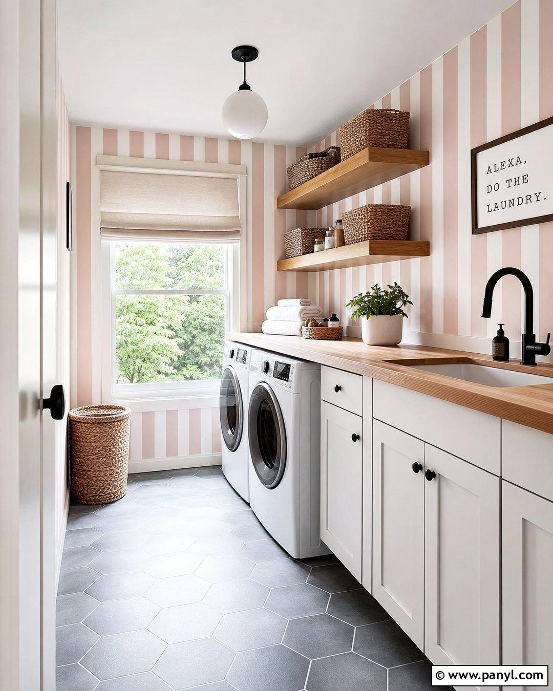 Pink Striped Laundry Room Walls - 30 Pink Striped Walls
