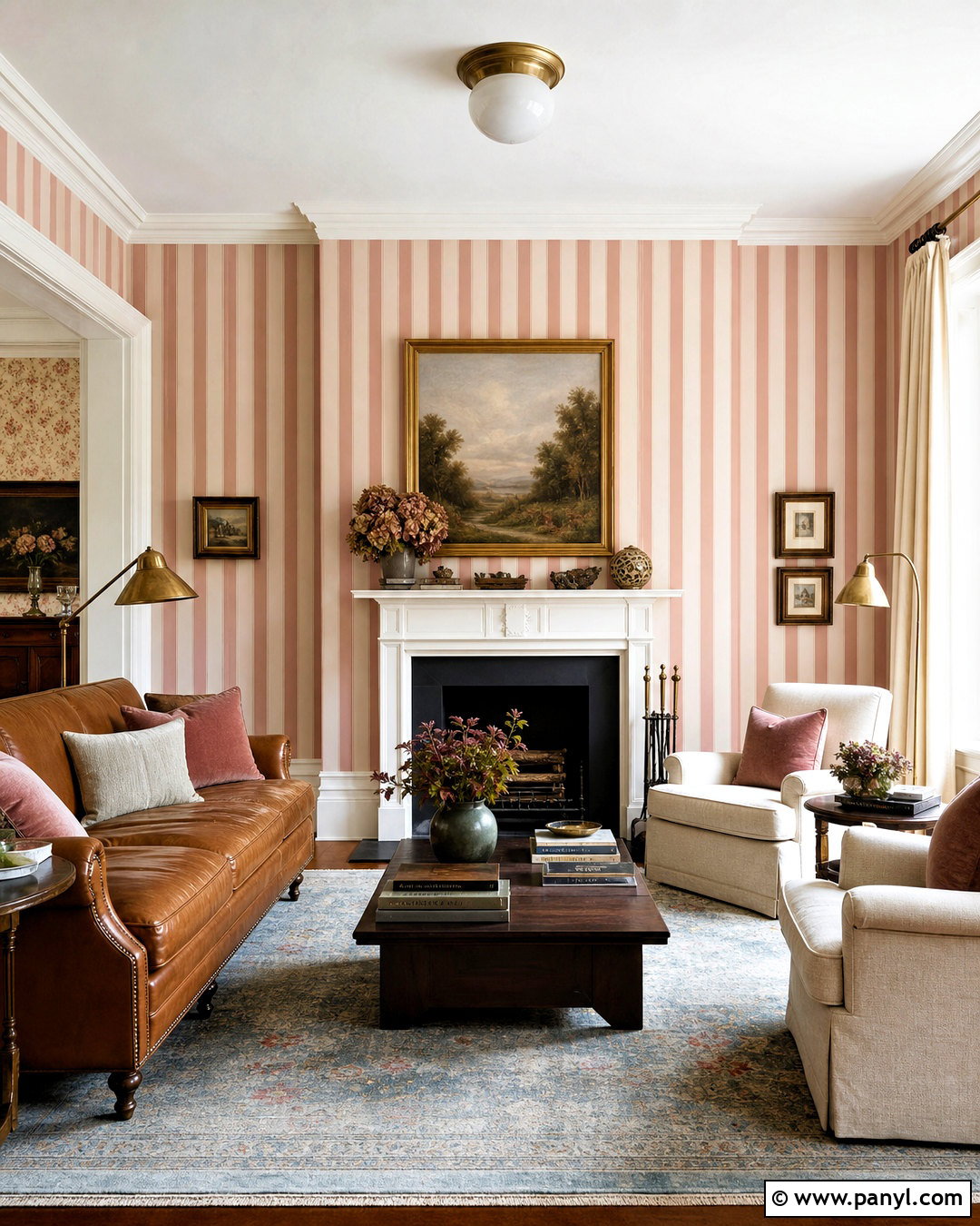 Pink Striped Living Room - 20 pink striped background ideas