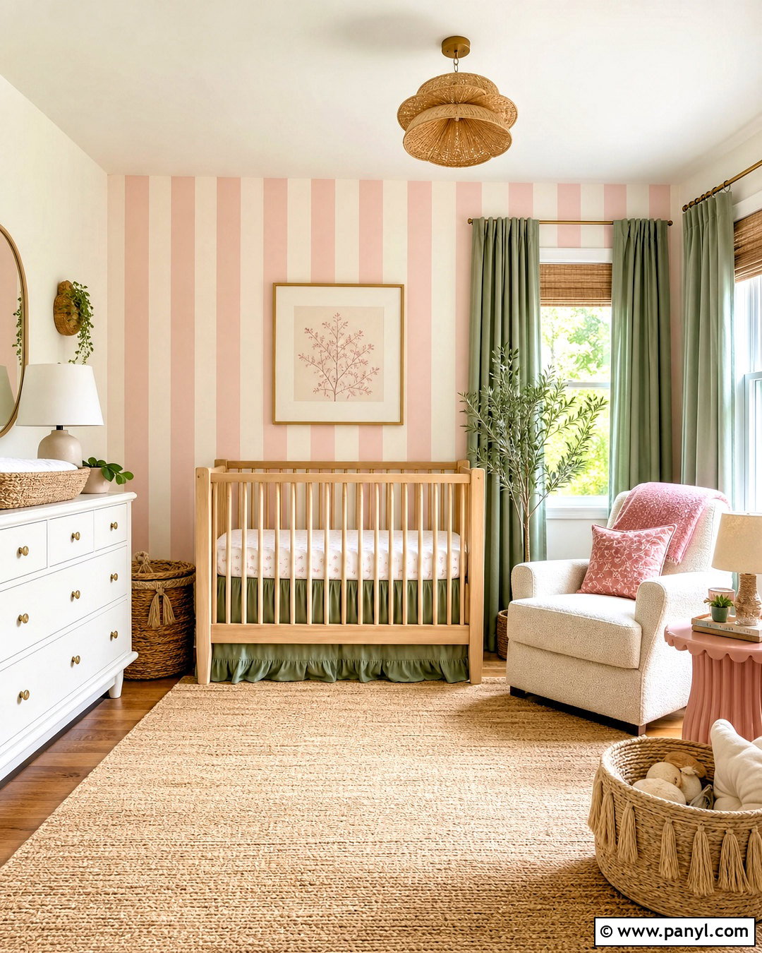 Pink Striped Nursery Wall - 20 pink striped background ideas