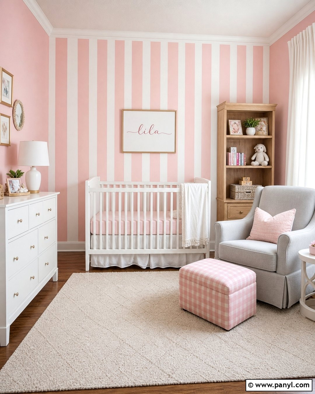 Pink Striped Nursery Walls - 25 Pink Walls Nursery Ideas