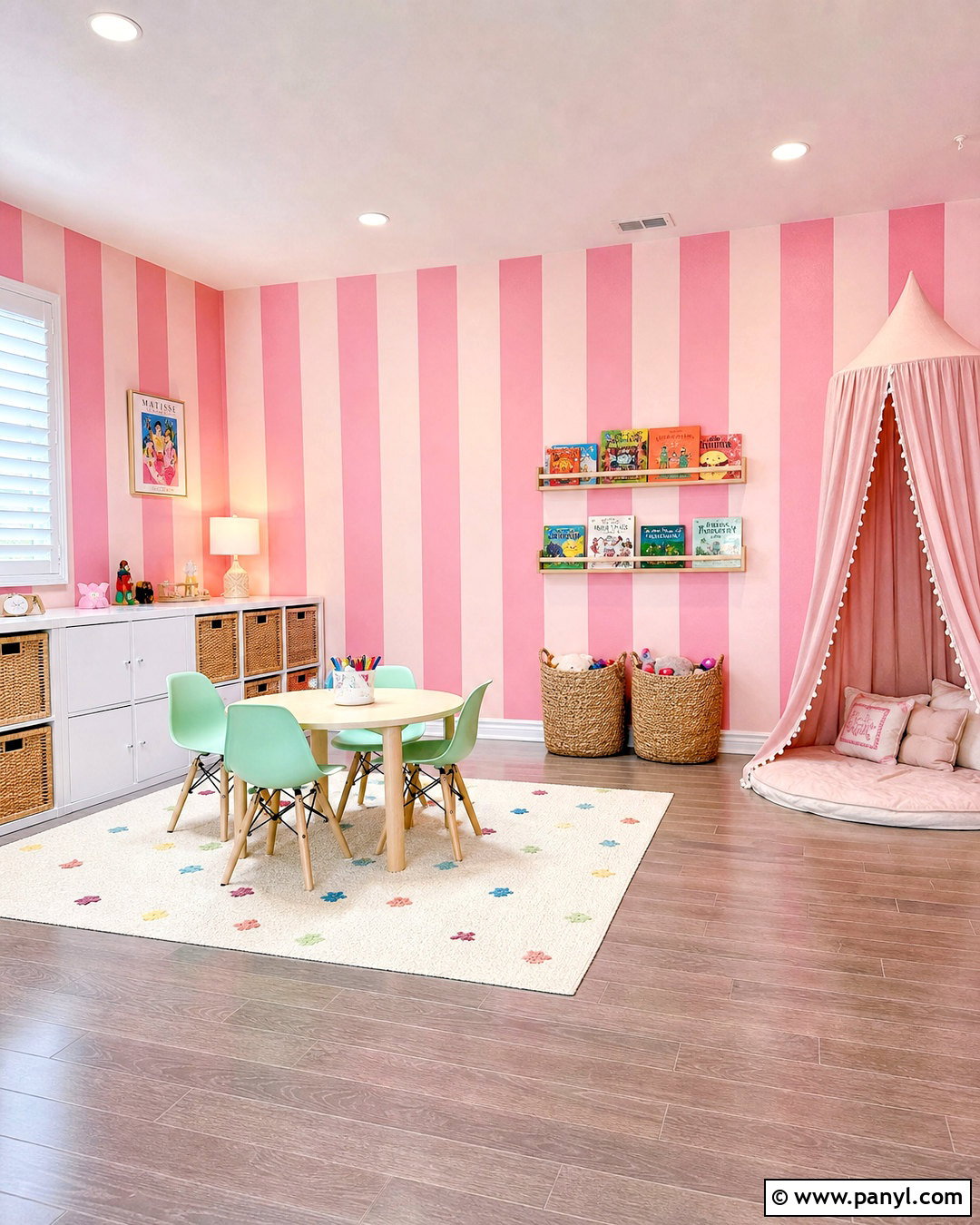 Pink Striped Playroom Wall - 20 pink striped background ideas