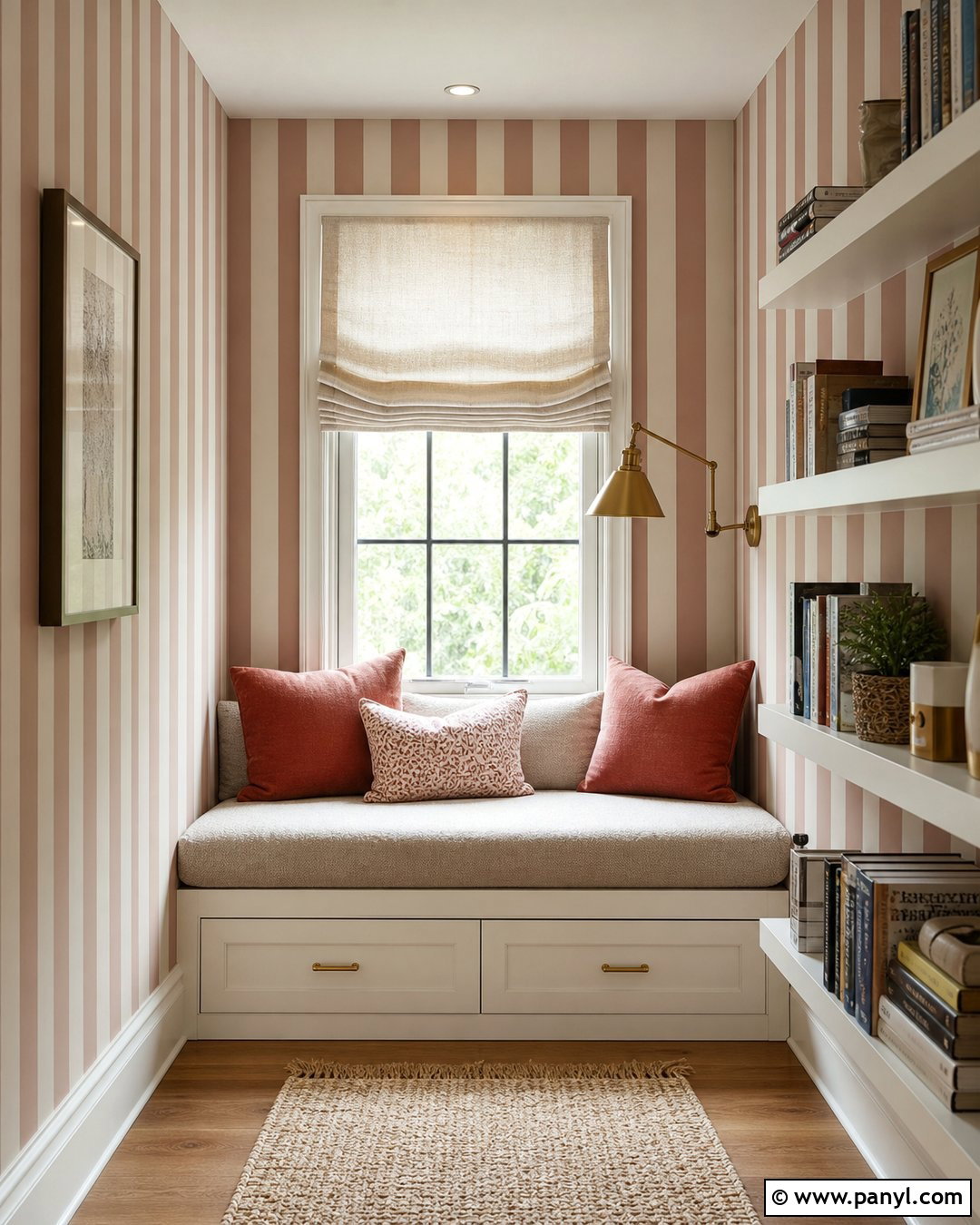Pink Striped Reading Nook Walls - 30 Pink Striped Walls