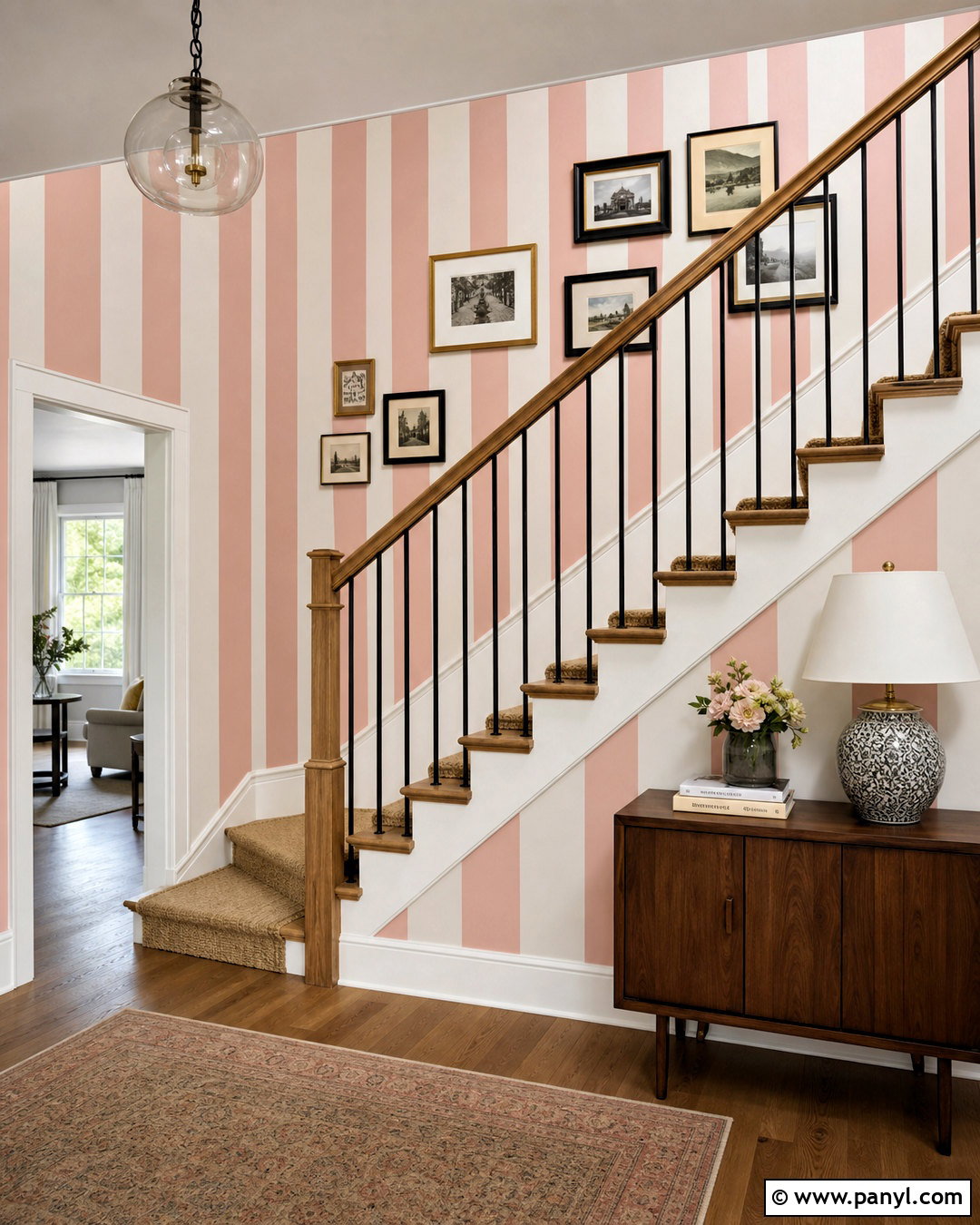 Pink Striped Stairway Wall - 20 pink striped background ideas