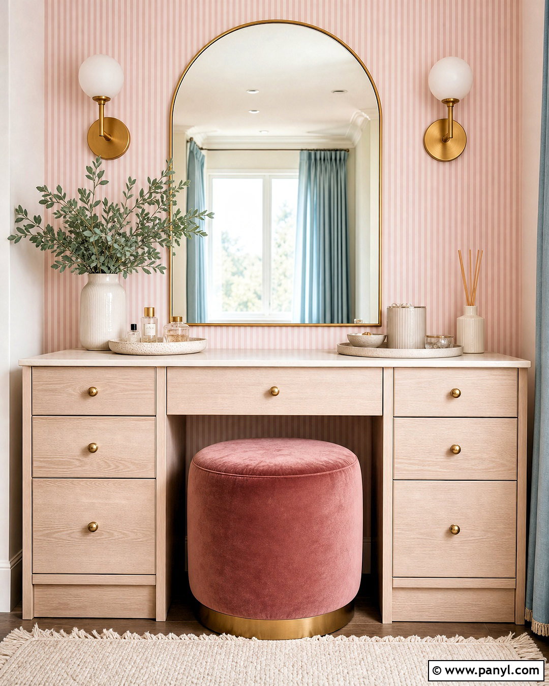 Pink Striped Vanity Wall - 20 pink striped background ideas
