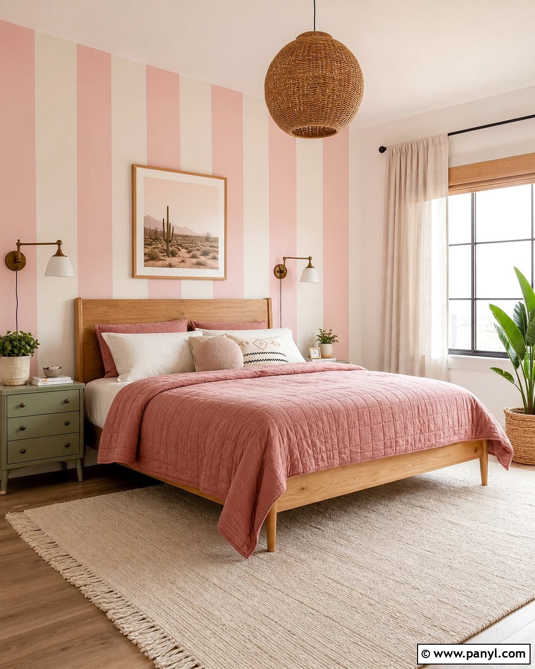 Pink Striped Wall - 50 Pink Wall Ideas