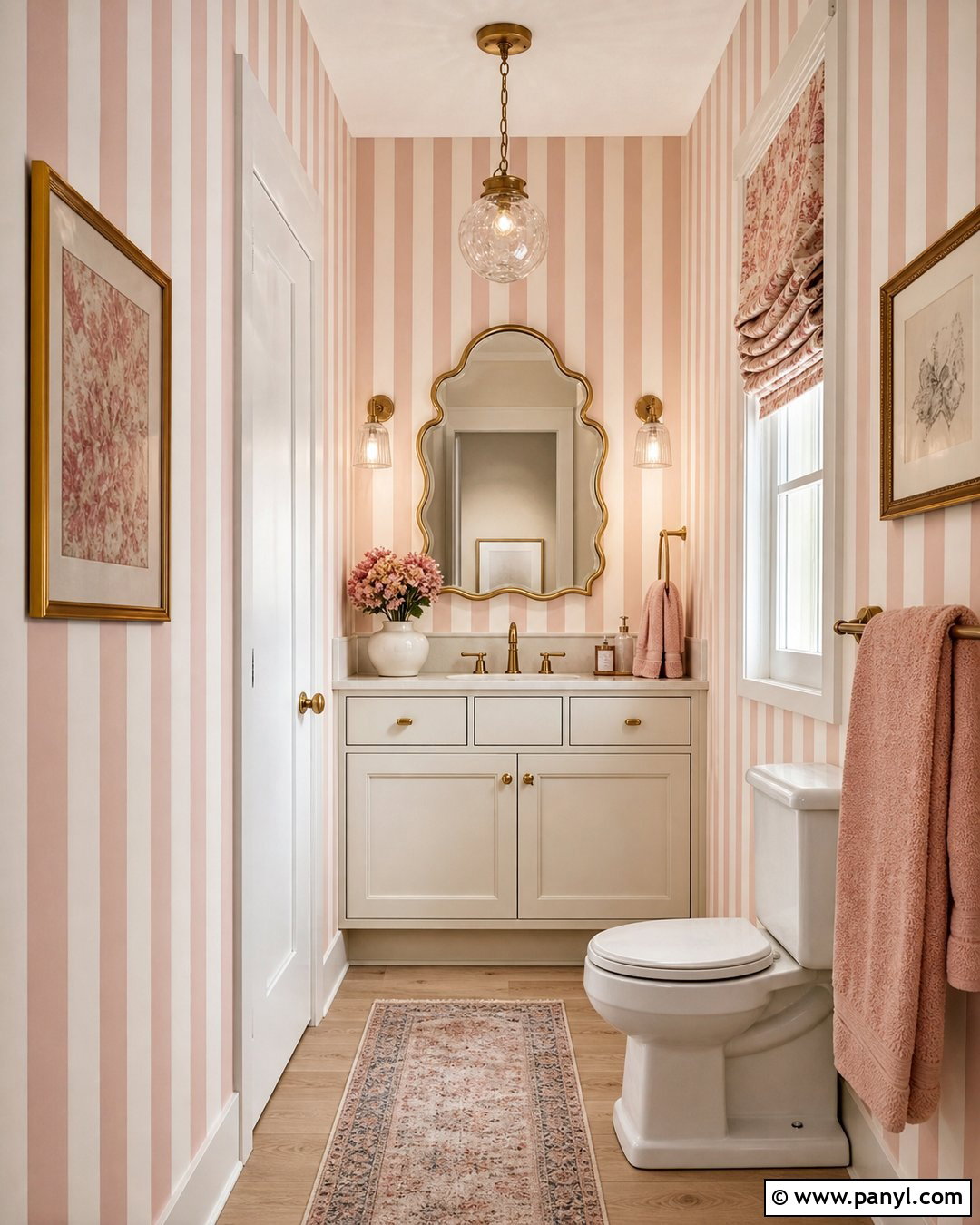 Pink Striped Wallpaper Bathroom Walls - 30 pink bathroom walls