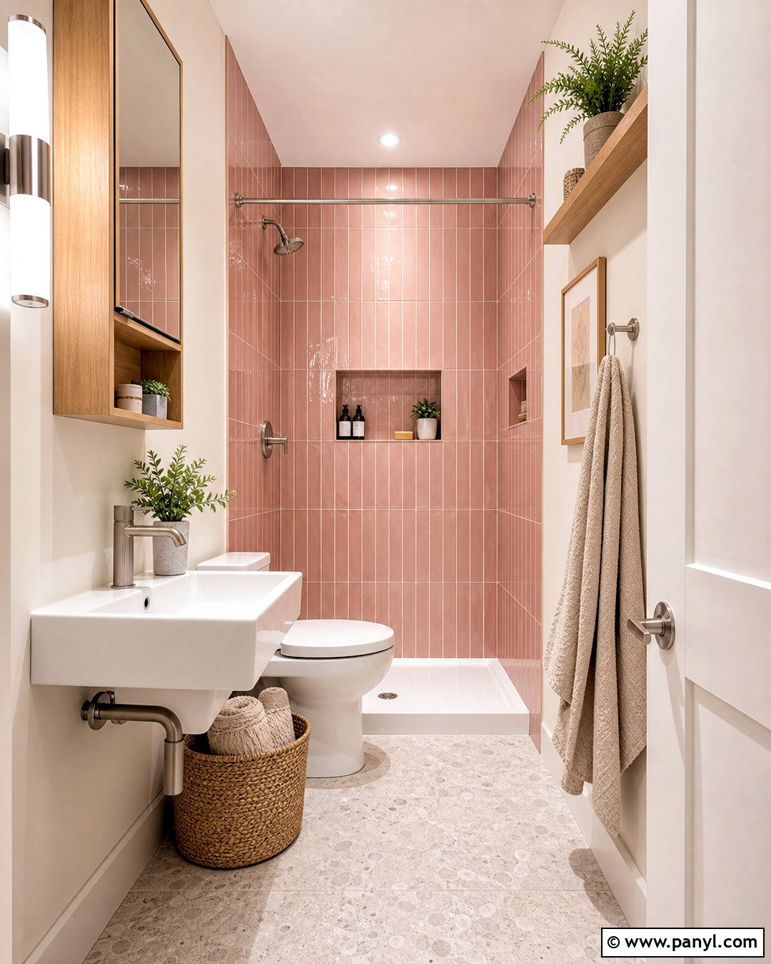 Pink Subway Tile Bathroom - 20 small pink bathroom ideas