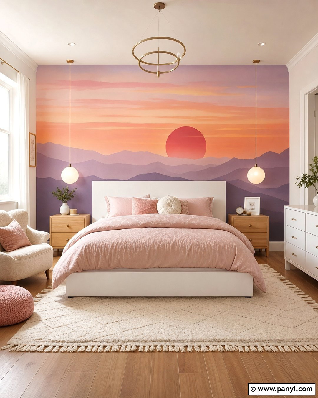 Pink Sunset Accent Wall - 25 Girls Room Paint Ideas Accent Walls