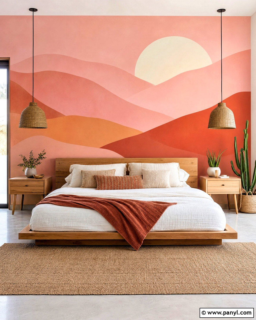 Pink Sunset Mural Wall - 20 pink wall painting ideas