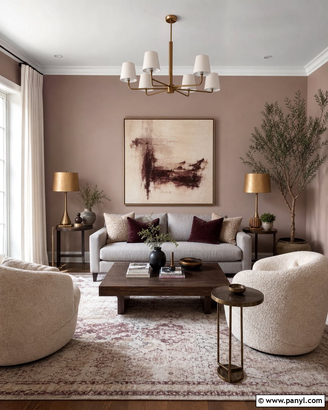 Pink Taupe Nude Living Room - 30 Nude Wall Color Ideas