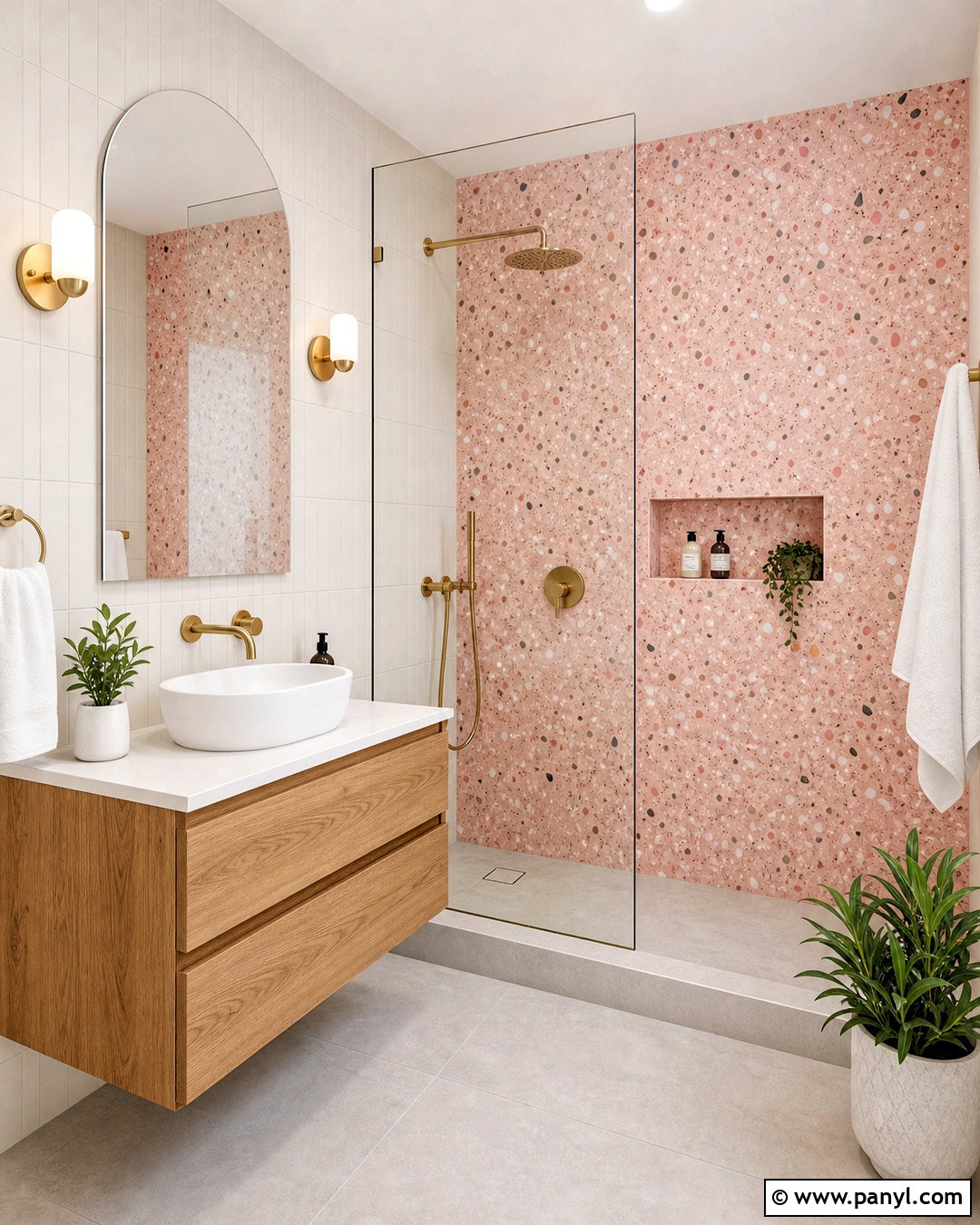 Pink Terrazzo Bathroom Wall - 20 pink wall design ideas