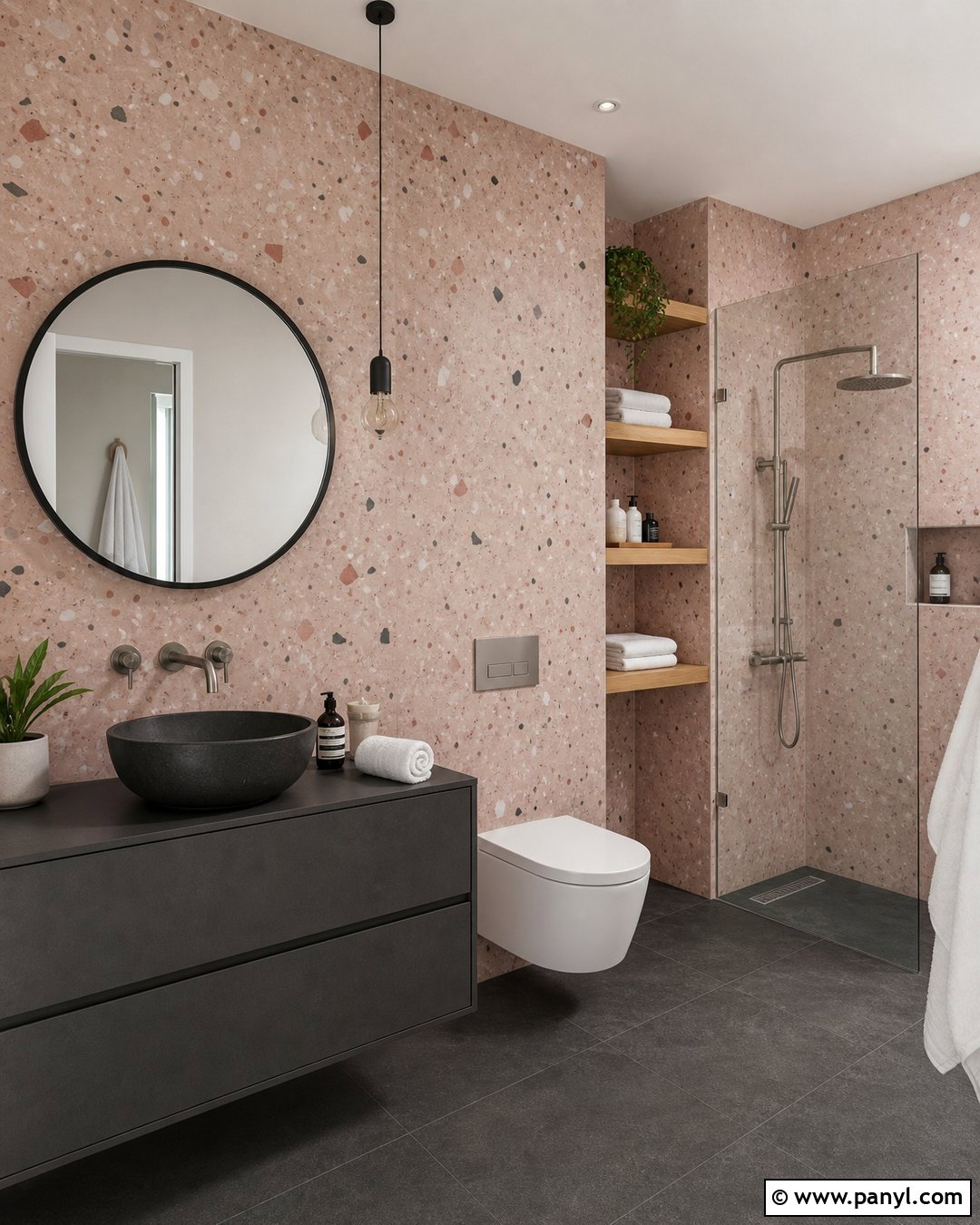 Pink Terrazzo Bathroom Walls - 30 pink bathroom walls