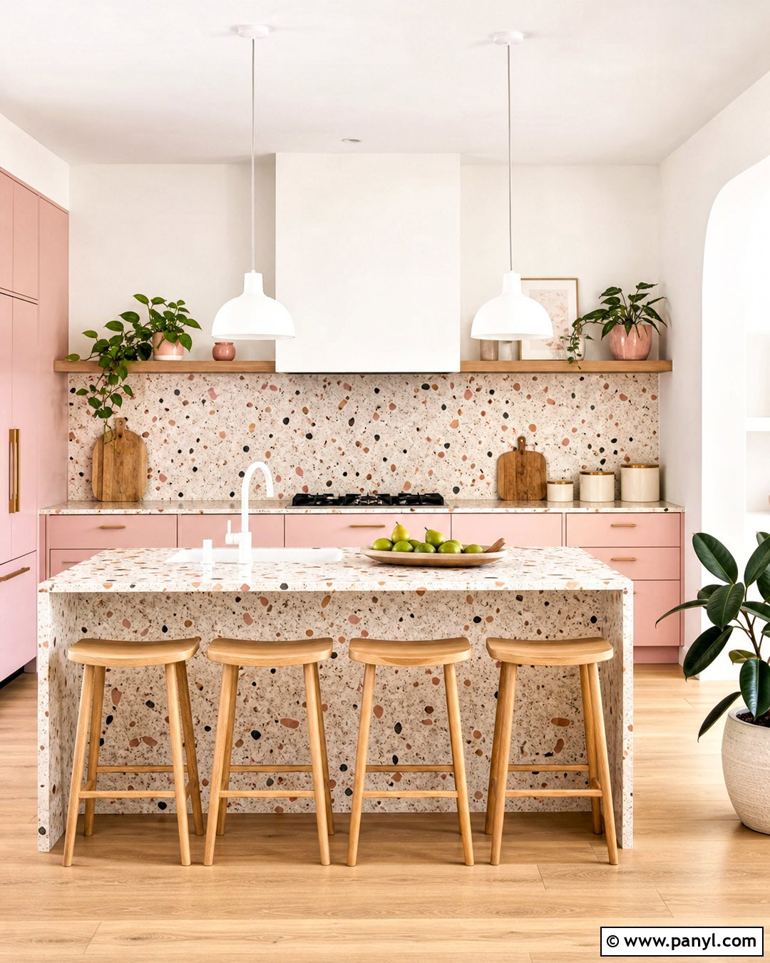Pink Terrazzo Kitchen - 20 pink kitchen decor ideas