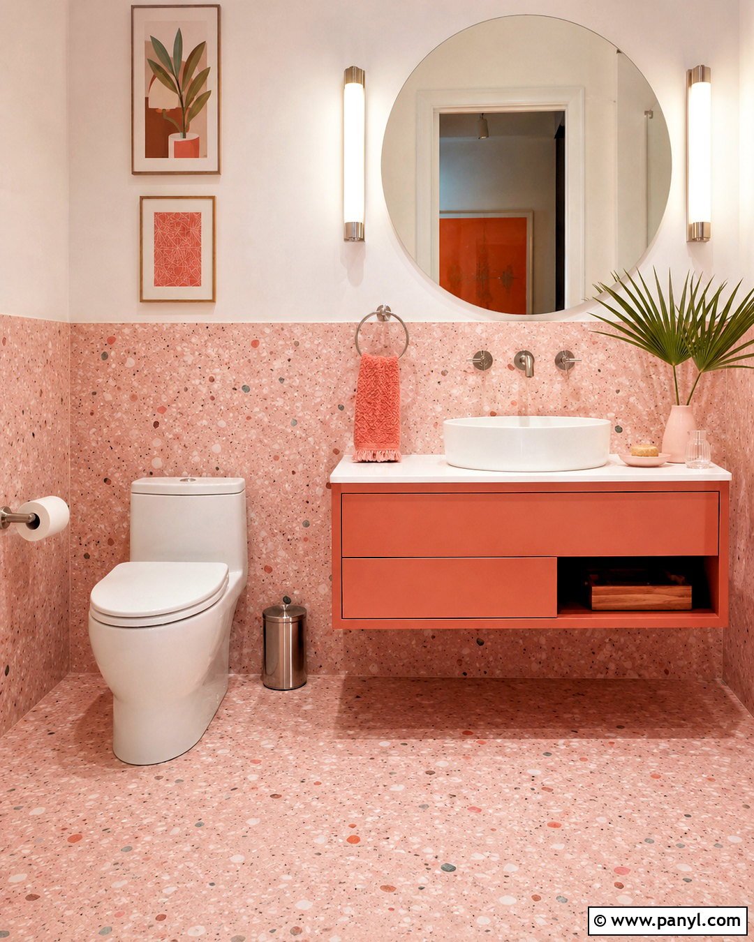 Pink Terrazzo Toilet Room - 20 pink toilet room ideas