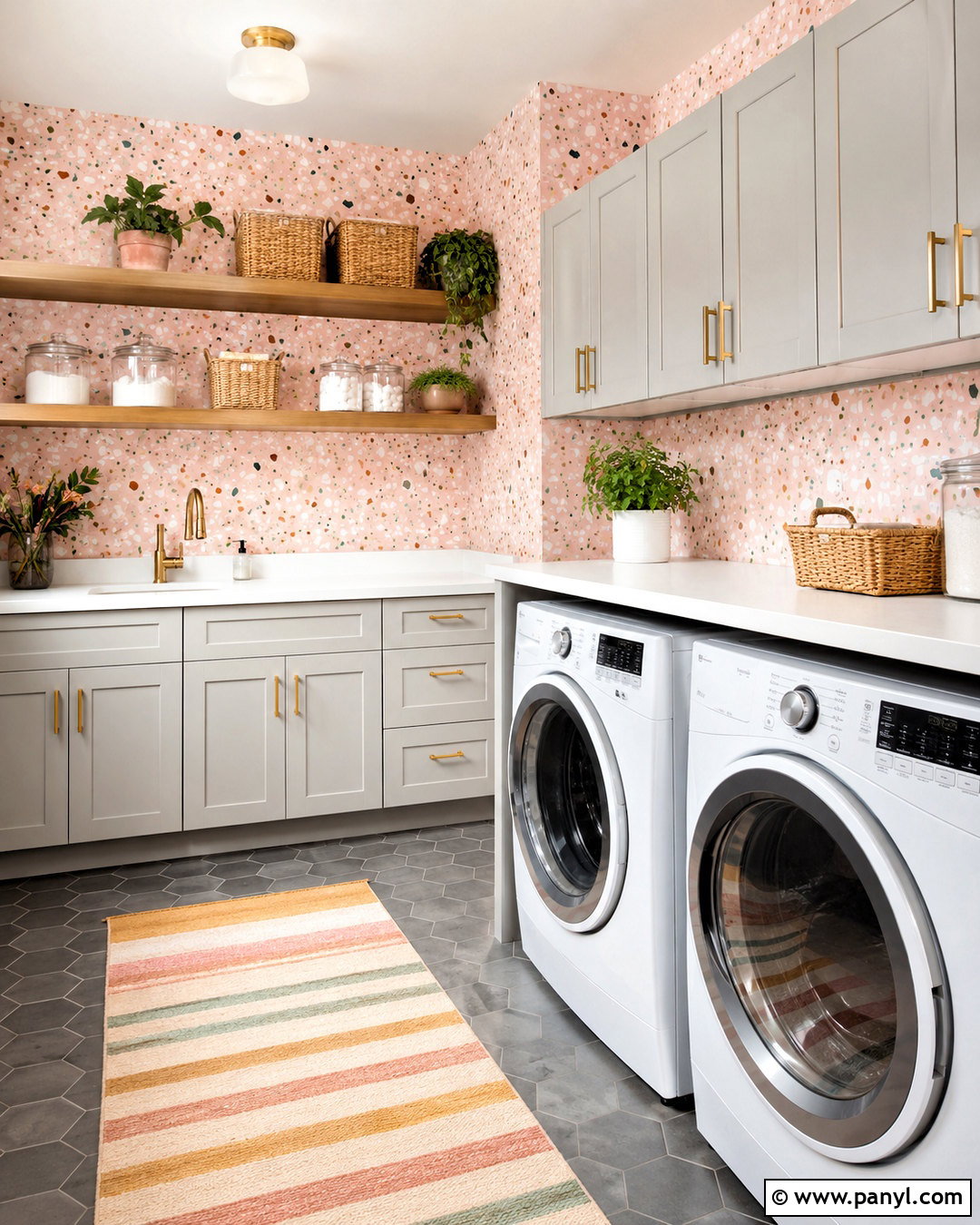 Pink Terrazzo Wallpaper Laundry Room - 20 pink positive wallpaper ideas