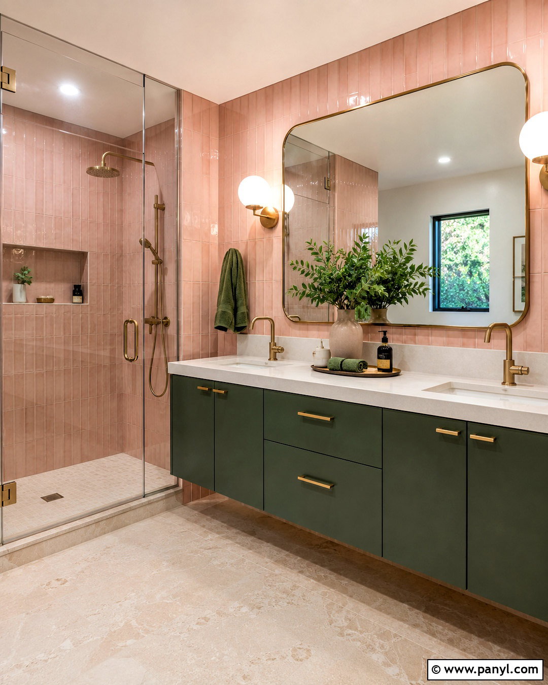 Pink Tile And Green Vanity Bathroom - 20 pink and green bathroom ideas