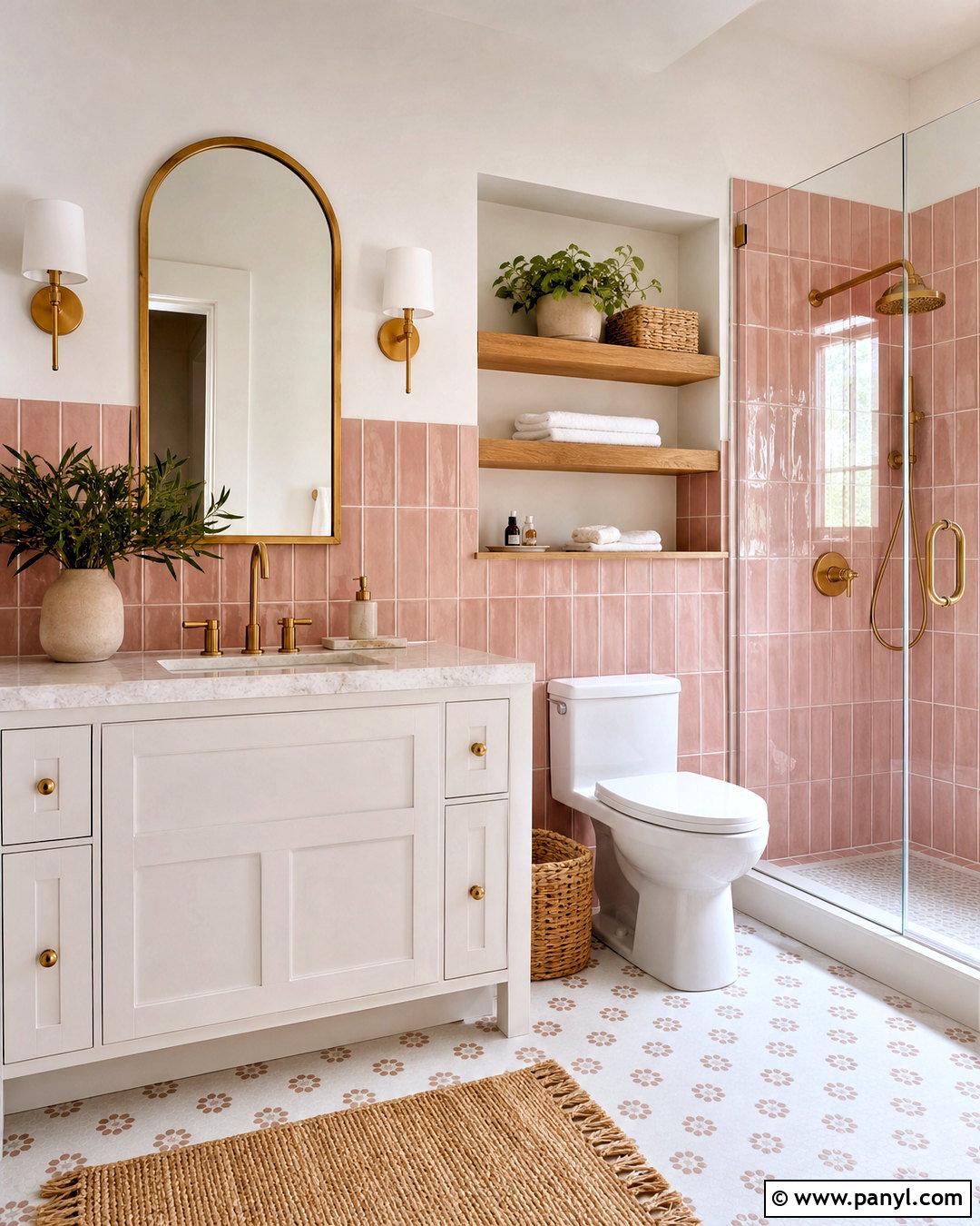 Pink Tile And White Bathroom Wall - 20 pink and white wall ideas