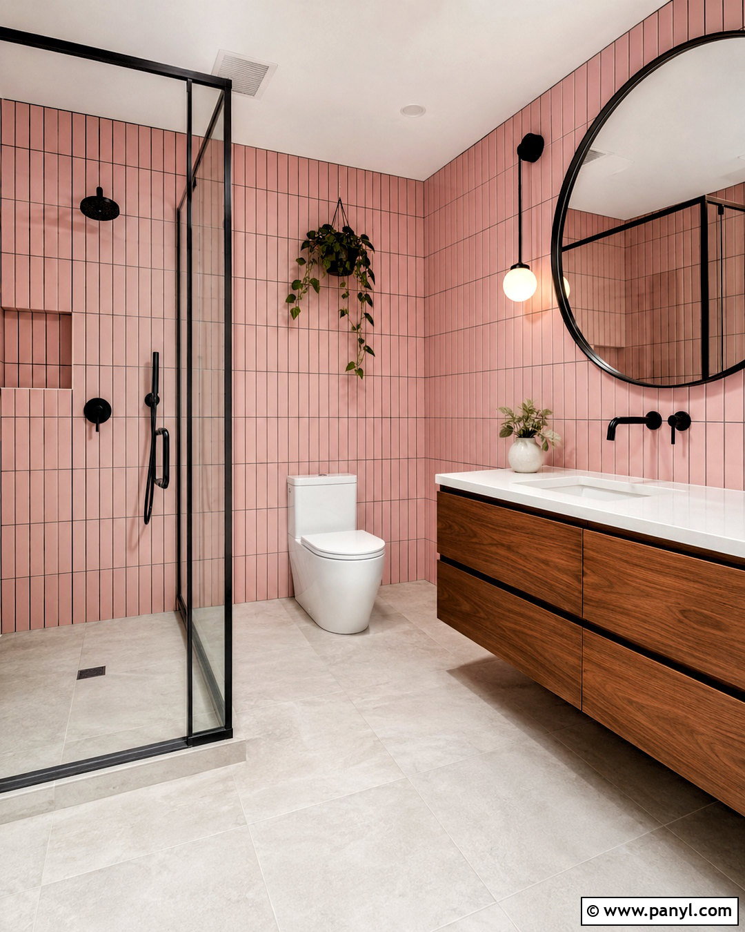 Pink Tile Bathroom With Black Fixtures - 20 pink bathroom ideas decor ideas