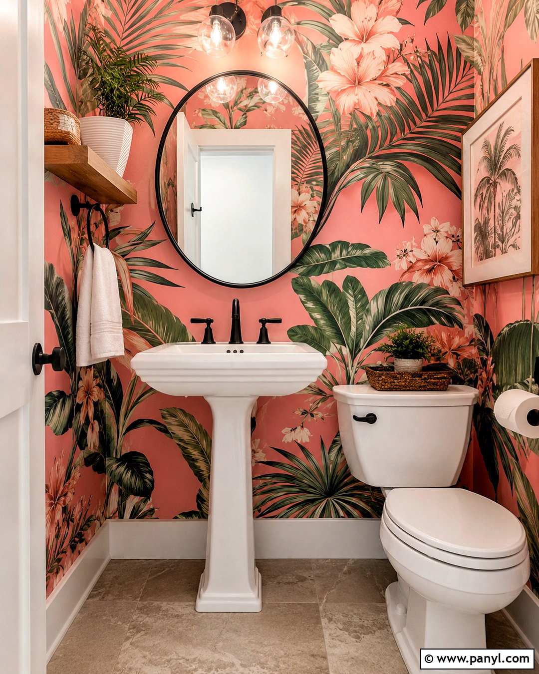 Pink Tropical Wallpaper Powder Room - 20 pink positive wallpaper ideas