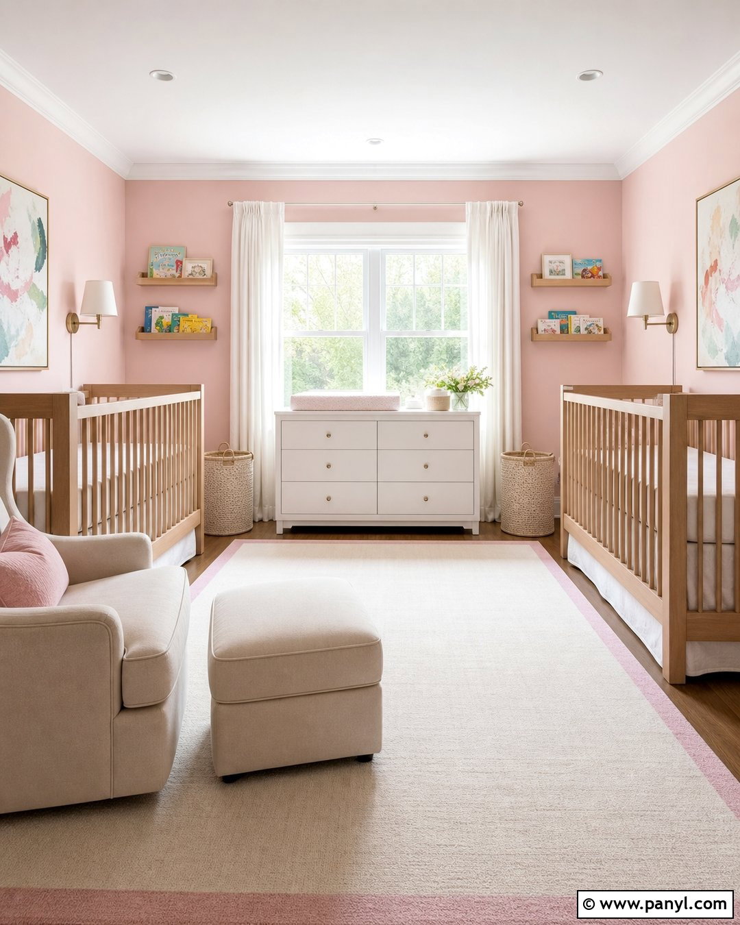 Pink Twin Nursery - 25 Pink Walls Nursery Ideas