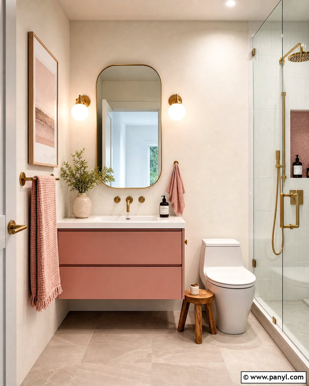 Pink Vanity Bathroom - 20 small pink bathroom ideas