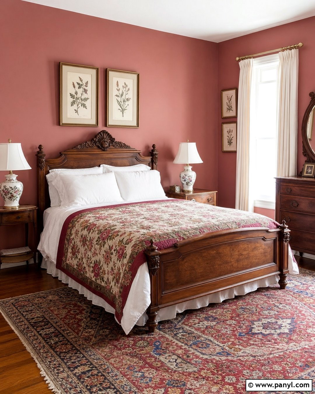 Pink Vintage Bedroom - 35 Pink Wall Color Ideas
