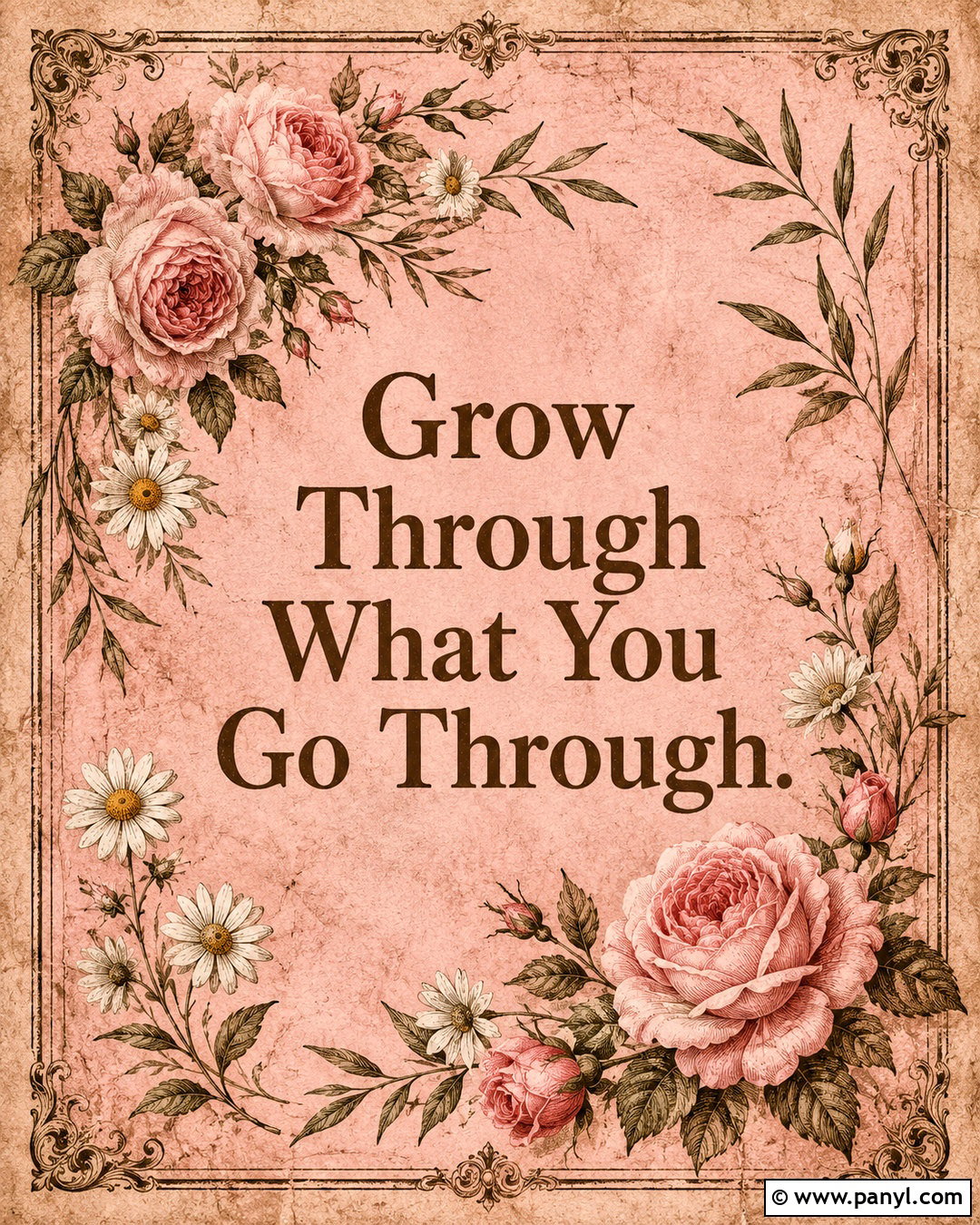 Pink Vintage Flower Quote Wallpaper - 40 pink wallpaper with quotes